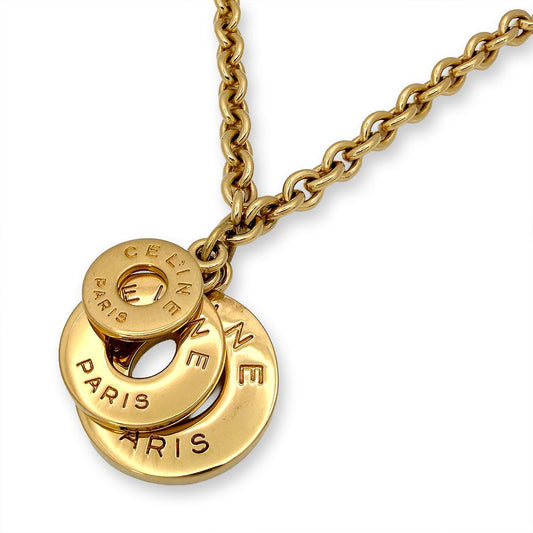 Celine Triple Circle Logo Strand Necklace