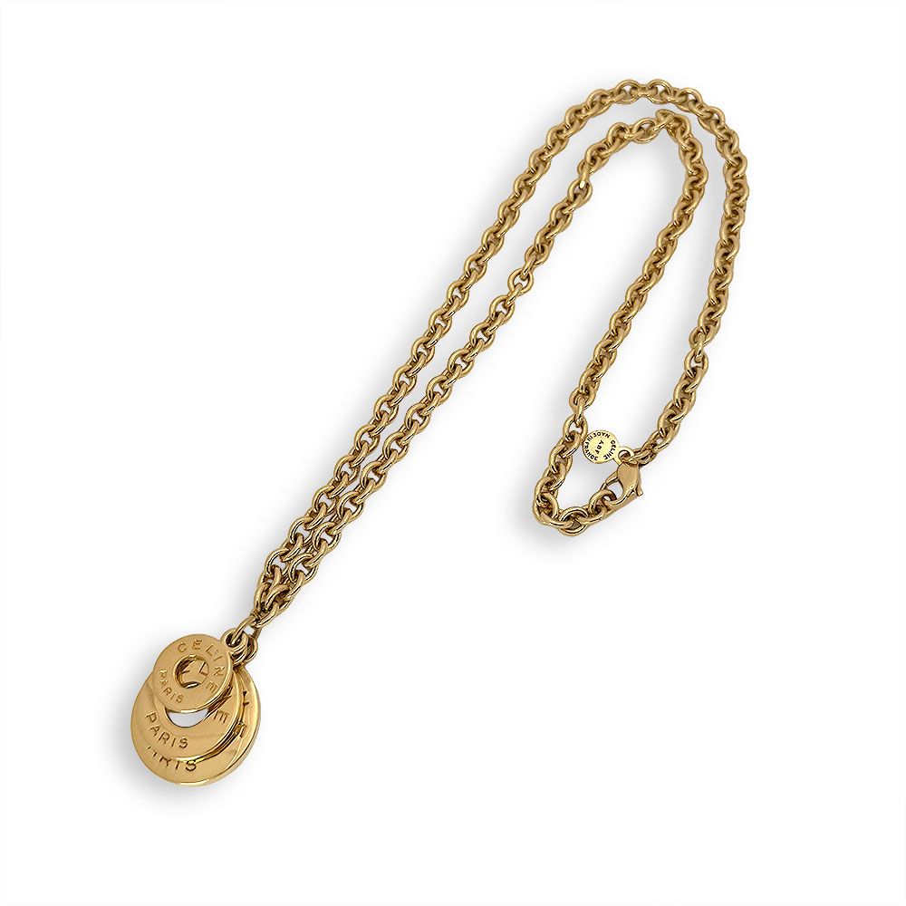 Celine Triple Circle Logo Strand Necklace — view 3