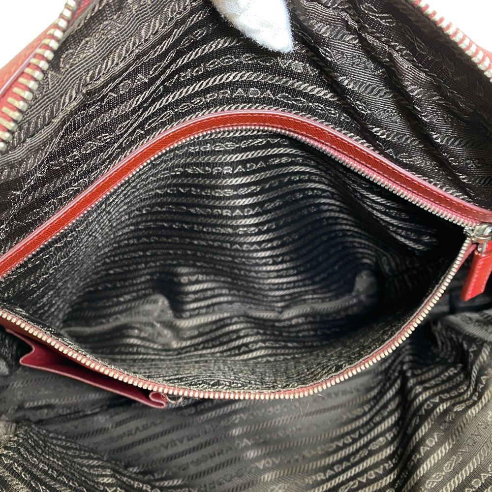 Prada Business Briefcase Handbag Triangle Logo Saffiano Leather Red Document — view 7