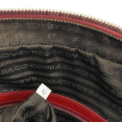 Prada Business Briefcase Handbag Triangle Logo Saffiano Leather Red Document — view 8