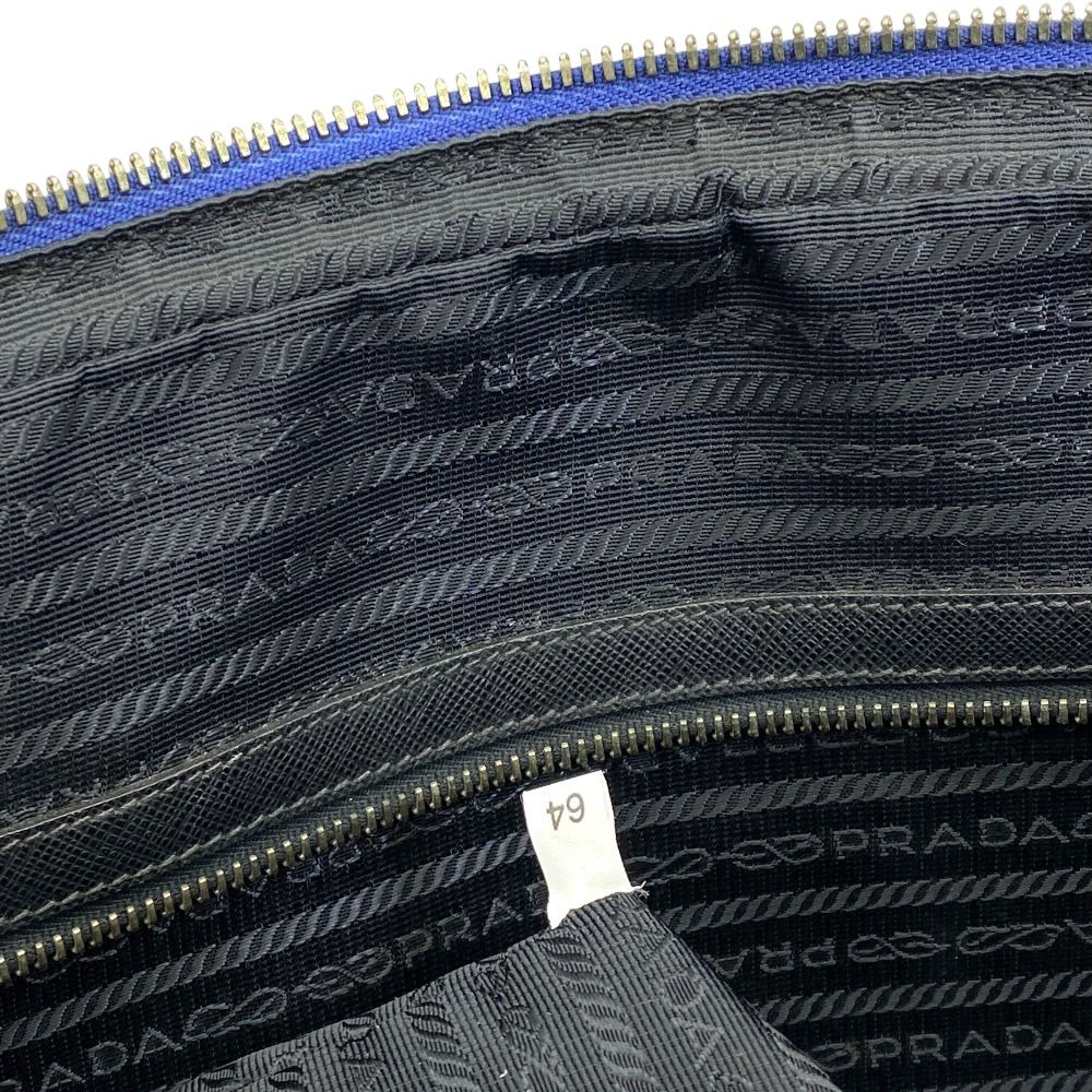 Prada Business Briefcase Handbag Triangle Logo Saffiano Leather Blue Document — view 6