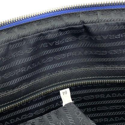 Prada Business Briefcase Handbag Triangle Logo Saffiano Leather Blue Document — view 6