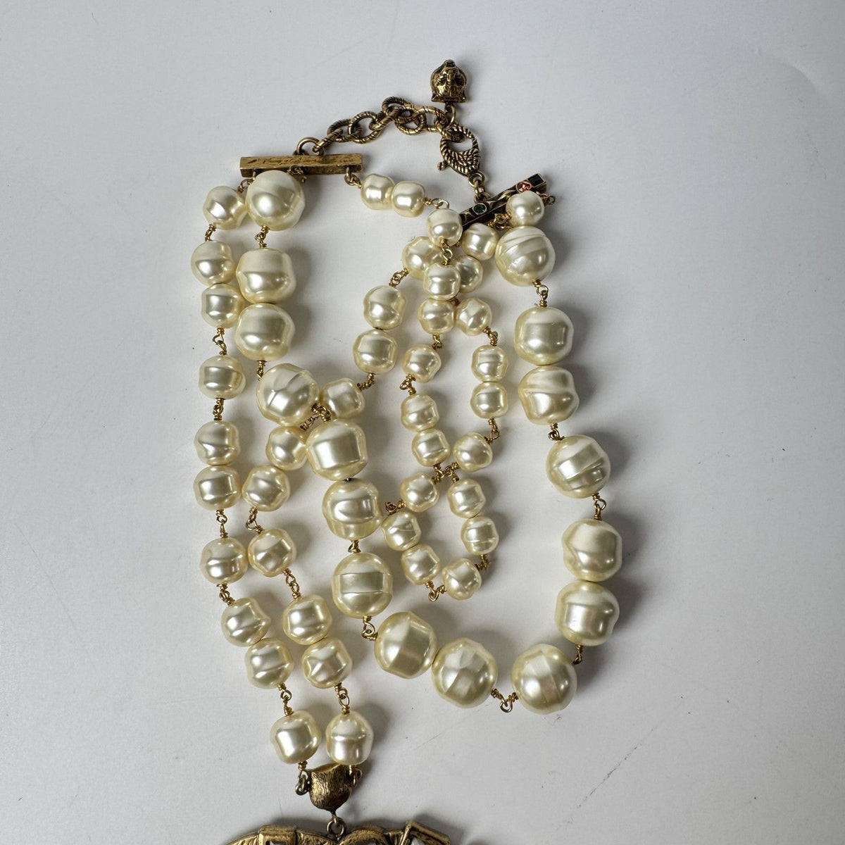 Gucci GG Logo Necklace Faux Pearl Color Stone — view 7