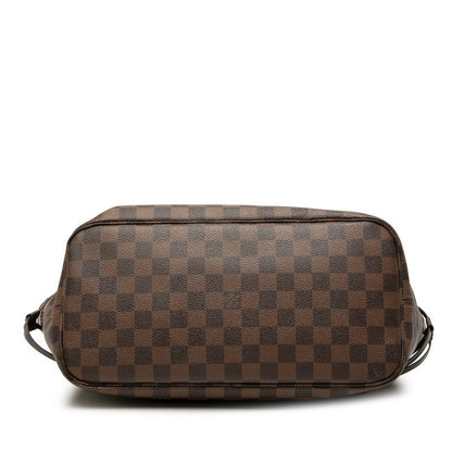 Louis Vuitton Damier Neverfull MM Tote Shoulder Bag Brown Cerise Red Leather — view 3