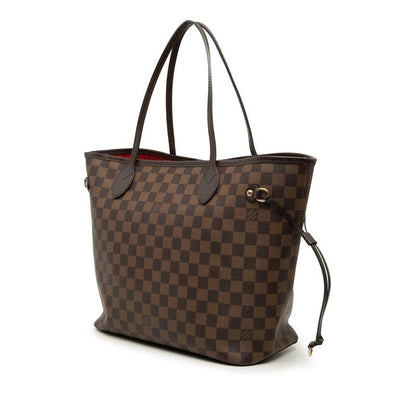 Louis Vuitton Damier Neverfull MM Tote Shoulder Bag Brown Cerise Red Leather — view 2