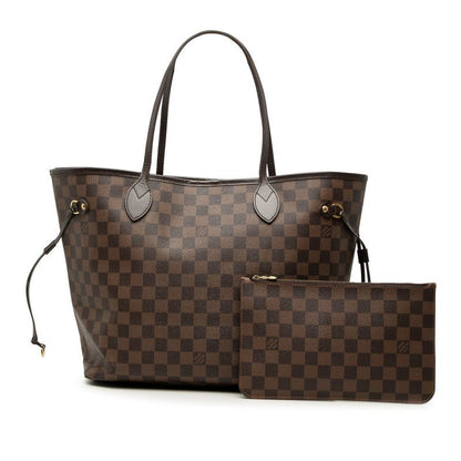 Louis Vuitton Damier Neverfull MM Tote Shoulder Bag Brown Cerise Red Leather — view 7