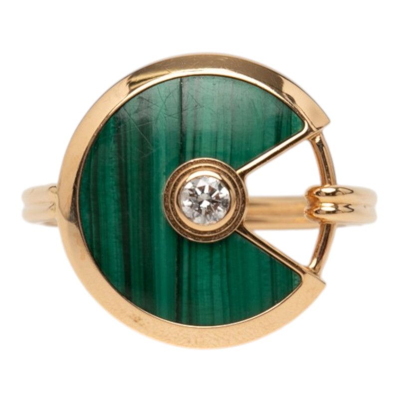 Cartier Amulet de Malachite Ring 54 Gold Green 18K Yellow 750