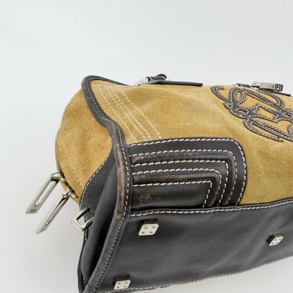 Loewe Amazona Anagram Handbag Suede Leather Mustard Brown Silver Vintage — view 8