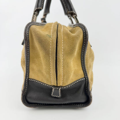 Loewe Amazona Anagram Handbag Suede Leather Mustard Brown Silver Vintage — view 5