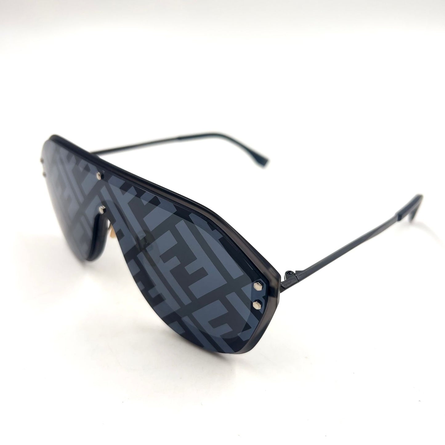 Fendi FF Logo Fabulous Acetate Metal Dark Gray Black Sunglasses Silver FF — view 2