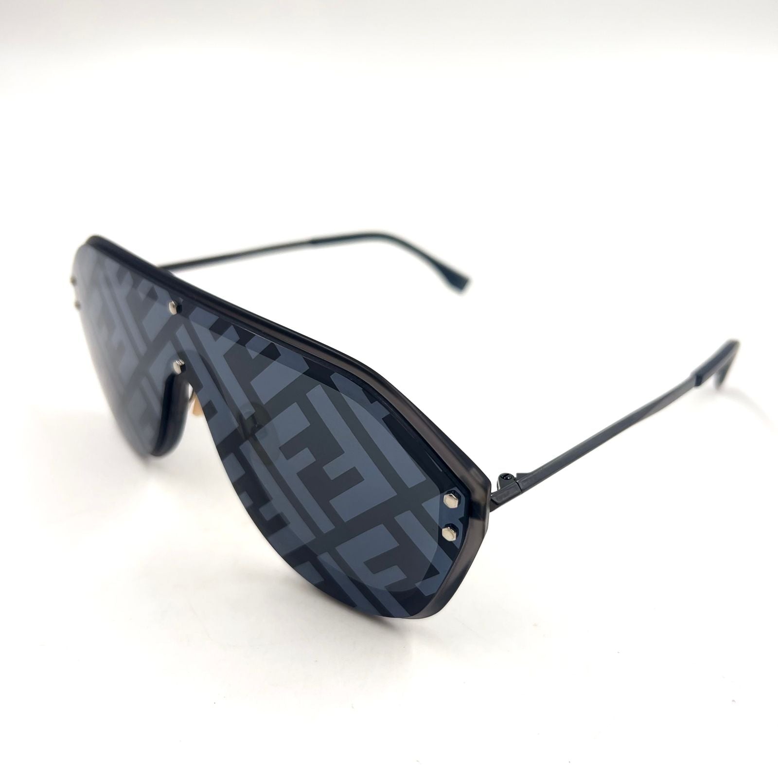 Fendi FF Logo Fabulous Acetate Metal Dark Gray Black Sunglasses Silver FF — view 2