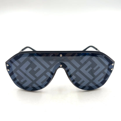 Fendi FF Logo Fabulous Acetate Metal Dark Gray Black Sunglasses Silver FF