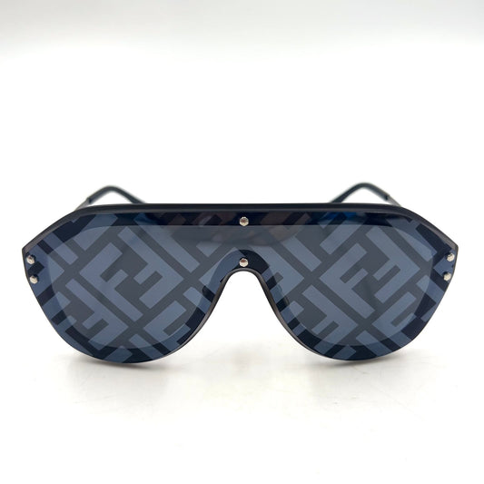 Fendi FF Logo Fabulous Acetate Metal Dark Gray Black Sunglasses Silver FF