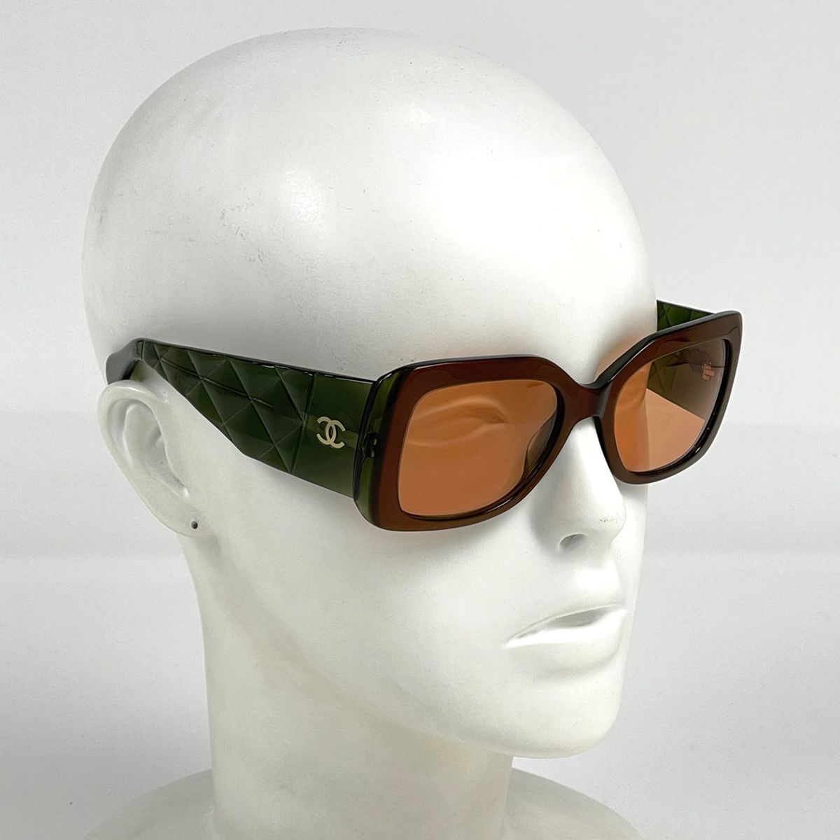 Chanel CC Logo Sunglasses Eyewear Acetate Brown Green — view 5