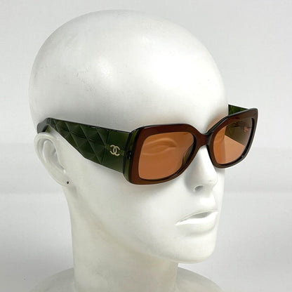 Chanel CC Logo Sunglasses Eyewear Acetate Brown Green — view 5