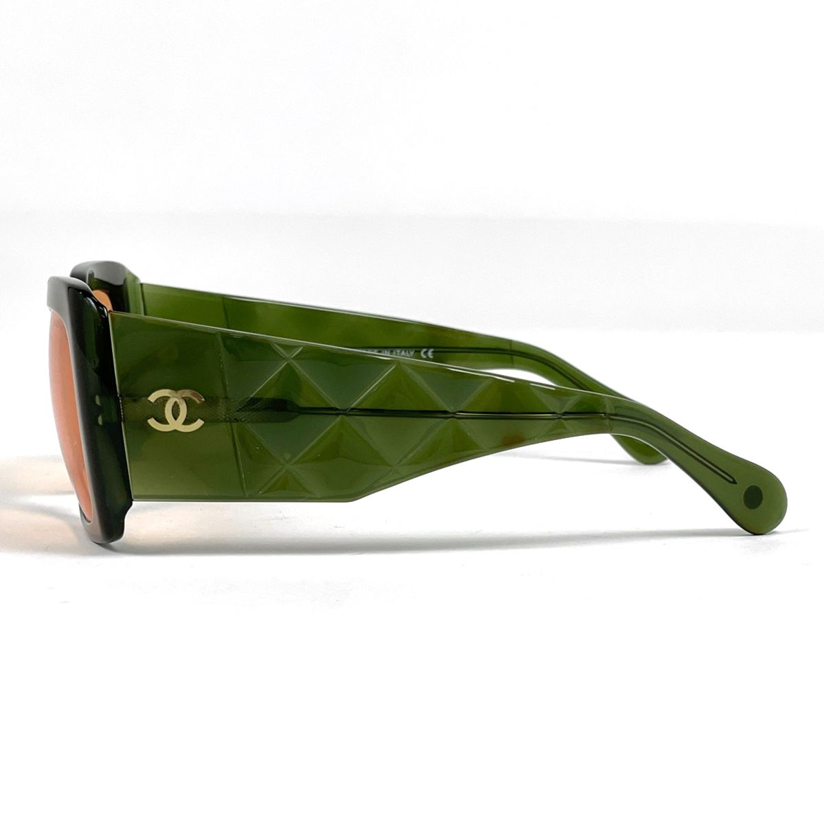 Chanel CC Logo Sunglasses Eyewear Acetate Brown Green — view 2