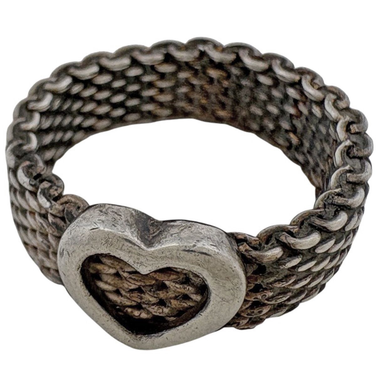 Tiffany & Co Somerset Mesh Heart Ring 925 Sterling Silver