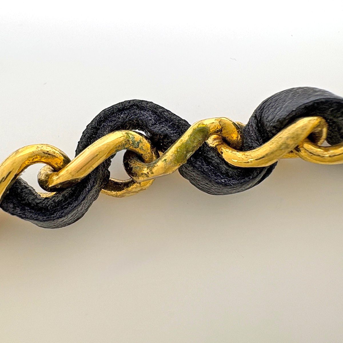 Chanel CC Logo Chain Belt Triple Strand Leather Gold Black — view 4