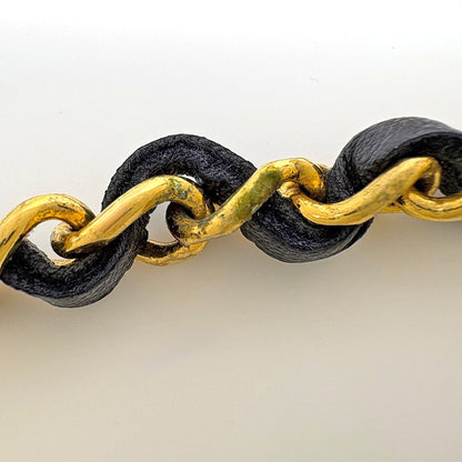 Chanel CC Logo Chain Belt Triple Strand Leather Gold Black — view 4