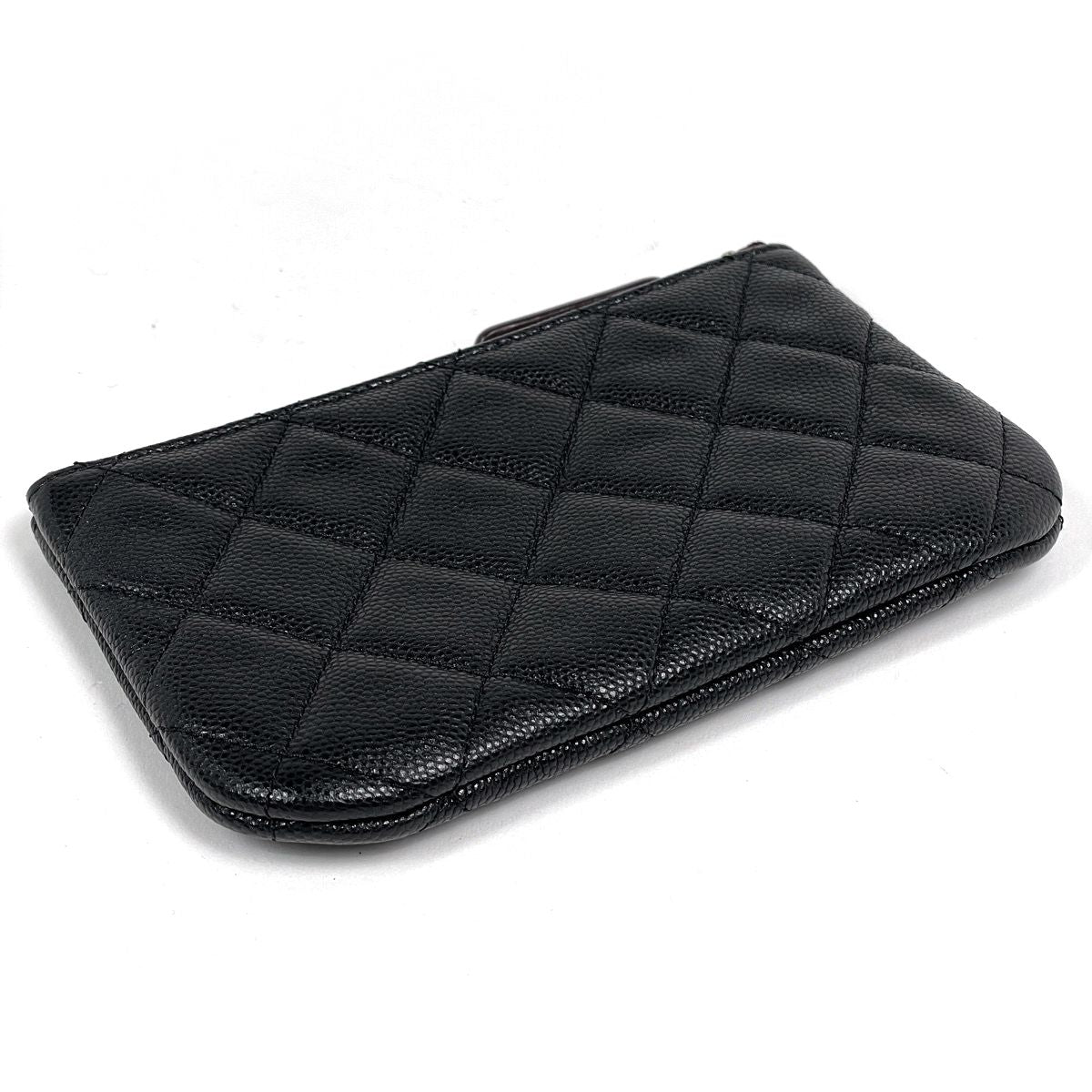 Chanel CC Logo Pouch Quilted Caviar Leather Black — view 2