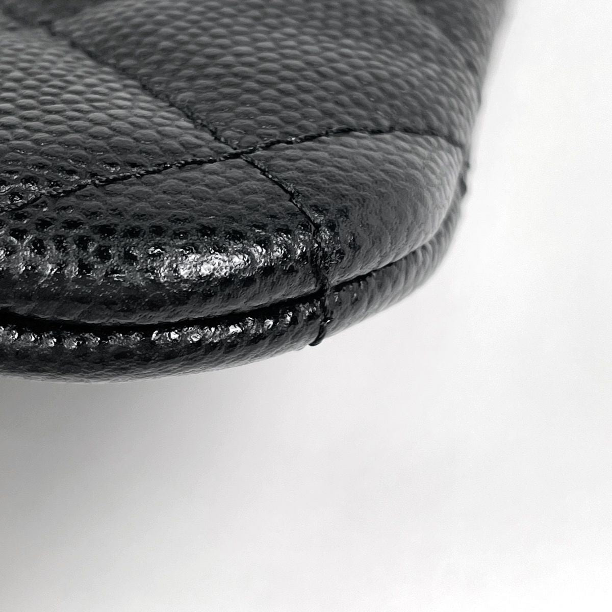 Chanel CC Logo Pouch Quilted Caviar Leather Black — view 3
