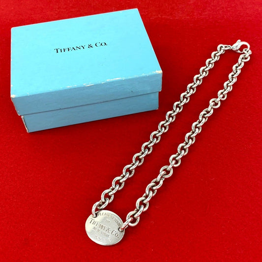 Tiffany & Co Vintage Return to Tiffany Oval Necklace 925 Sterling Silver