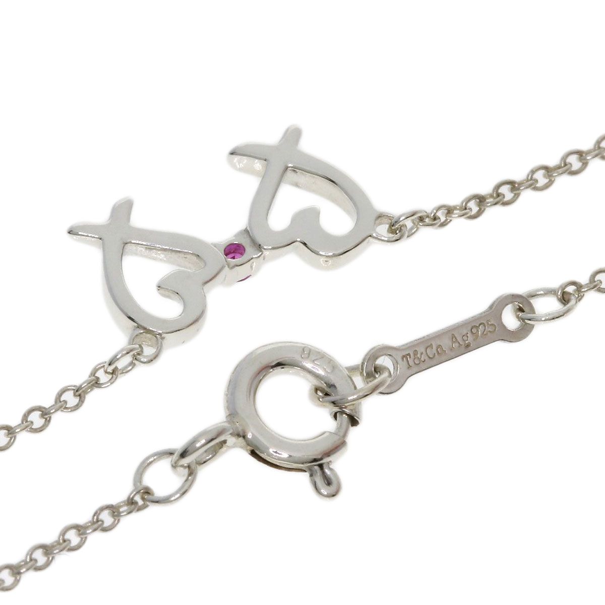 Tiffany & Co Double Loving Heart Pink Sapphire Necklace — view 2