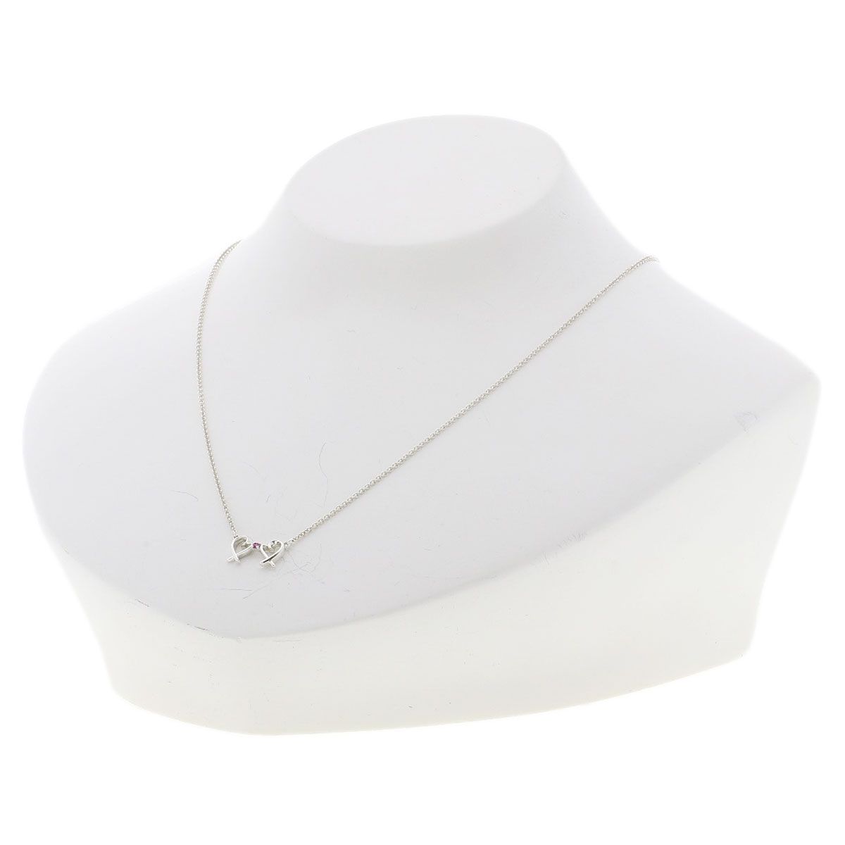 Tiffany & Co Double Loving Heart Pink Sapphire Necklace — view 4
