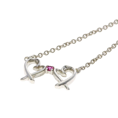Tiffany & Co Double Loving Heart Pink Sapphire Necklace — view 5