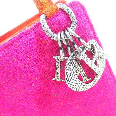Dior Tote Bag Charm Pink Tweed Bicolor — view 8
