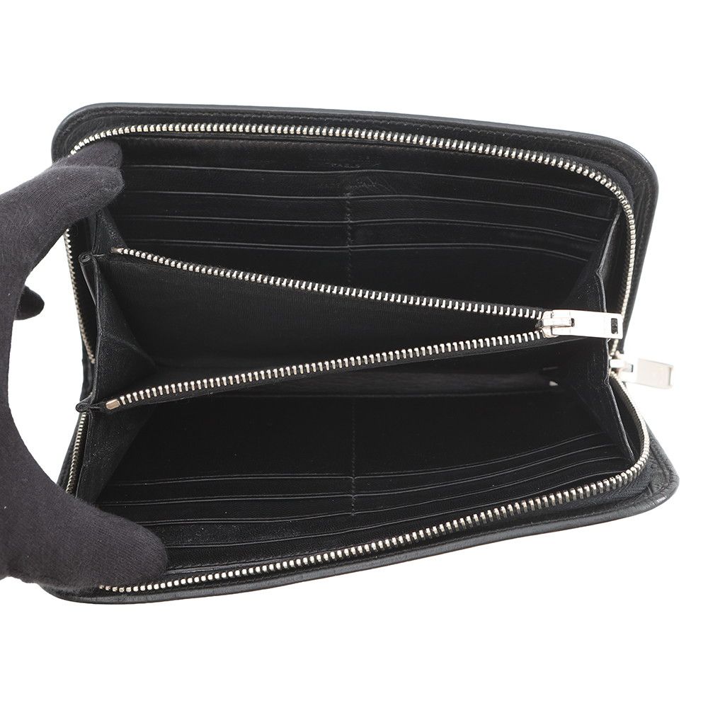 Saint Laurent Paris Wallet Zip Around Croco Embossed Leather Black — view 4