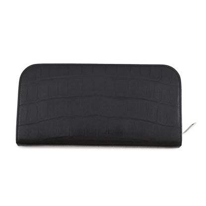 Saint Laurent Paris Wallet Zip Around Croco Embossed Leather Black — view 3