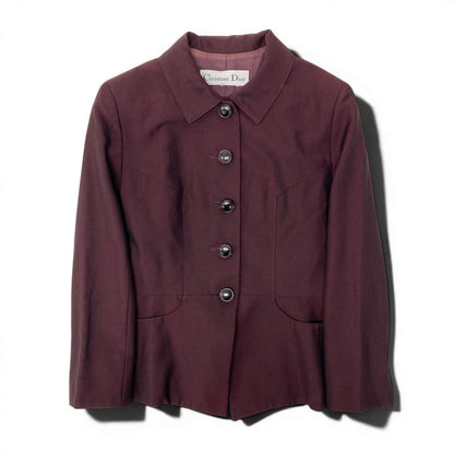 Dior Long Sleeve Shirt Jacket Mohair Blend Wine — view 2