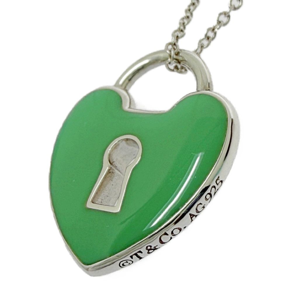 Tiffany & Co Silver Enamel Heart Lock Necklace — view 2