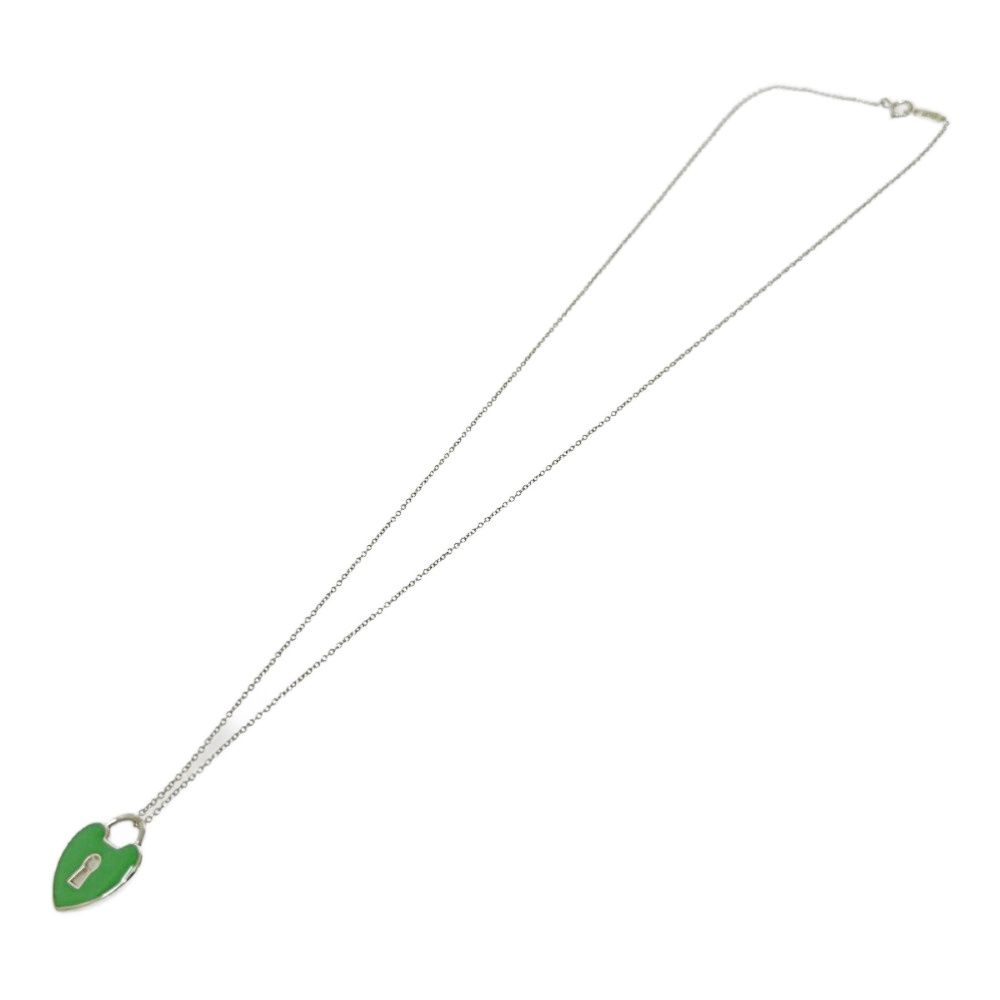 Tiffany & Co Silver Enamel Heart Lock Necklace — view 5