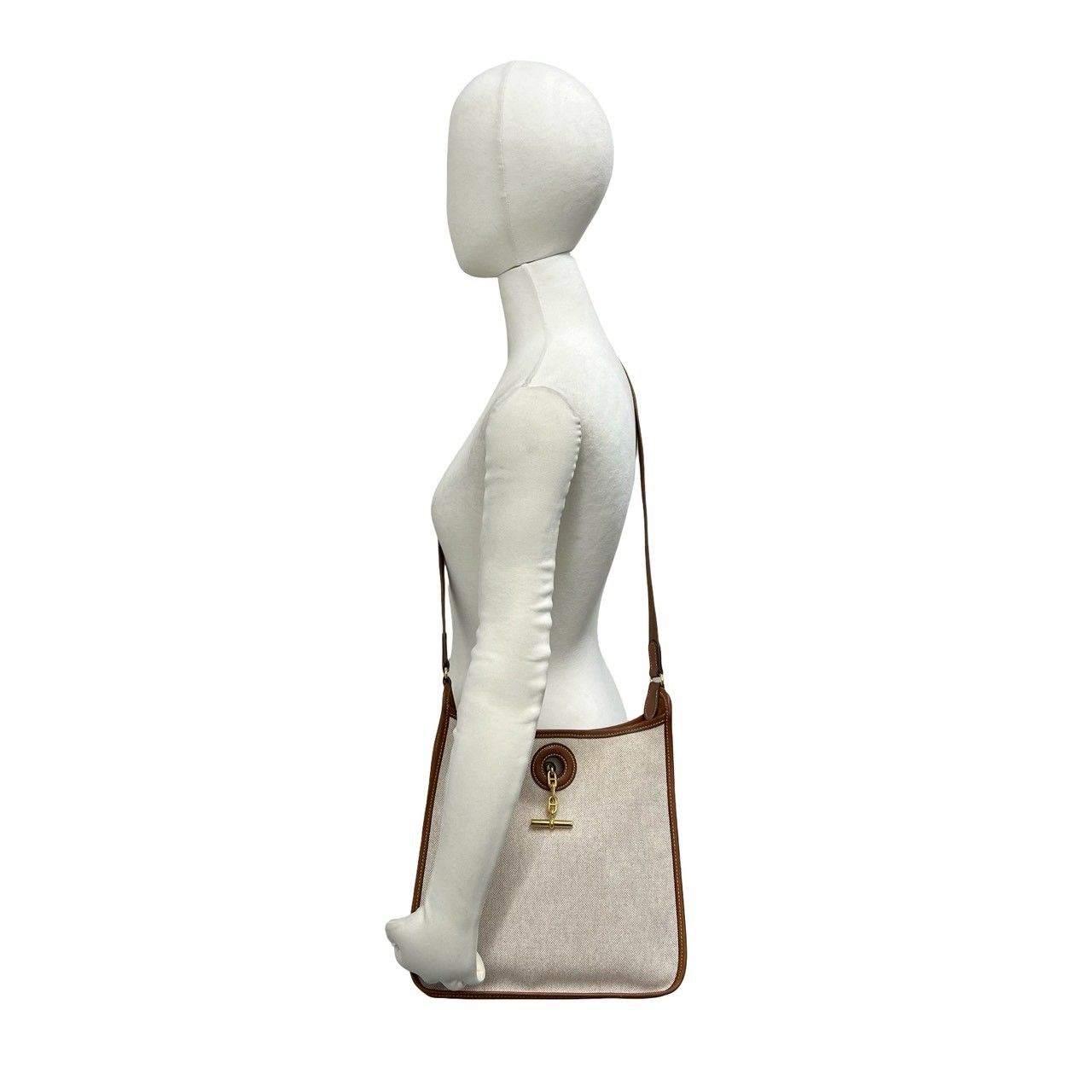 Hermes Vintage Vespa PM Toile H Buffalo Leather Shoulder Bag Natural — view 2