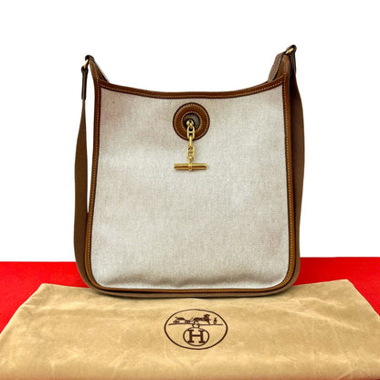 Hermes Vintage Vespa PM Toile H Buffalo Leather Shoulder Bag Natural