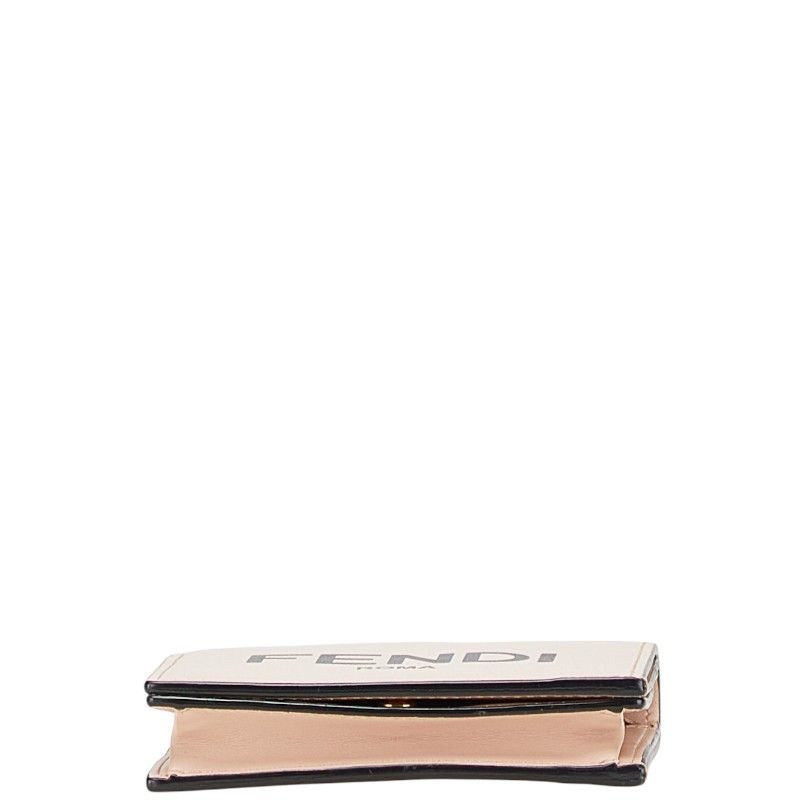 Fendi Logo Bifold Wallet Pink Black Leather — view 3