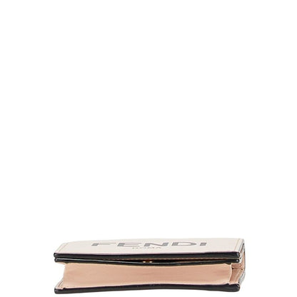 Fendi Logo Bifold Wallet Pink Black Leather — view 3
