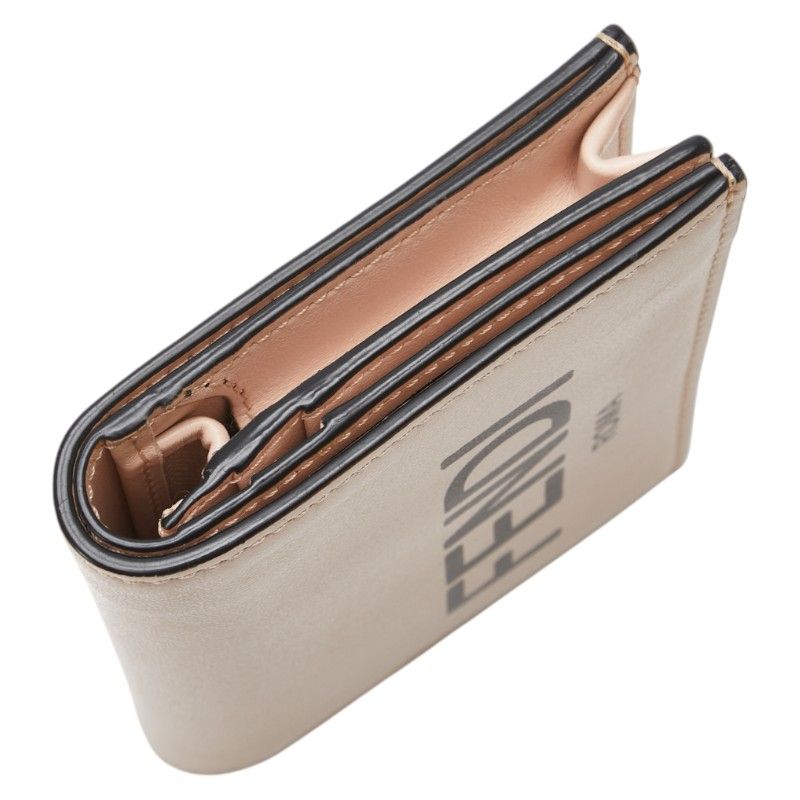 Fendi Logo Bifold Wallet Pink Black Leather — view 4