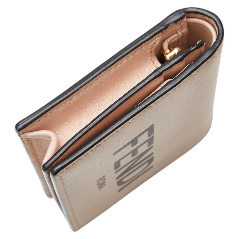 Fendi Logo Bifold Wallet Pink Black Leather — view 5