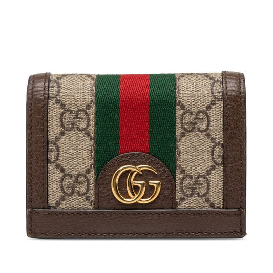 Gucci Ophidia GG Supreme Bifold Wallet Compact Beige Multicolor Leather
