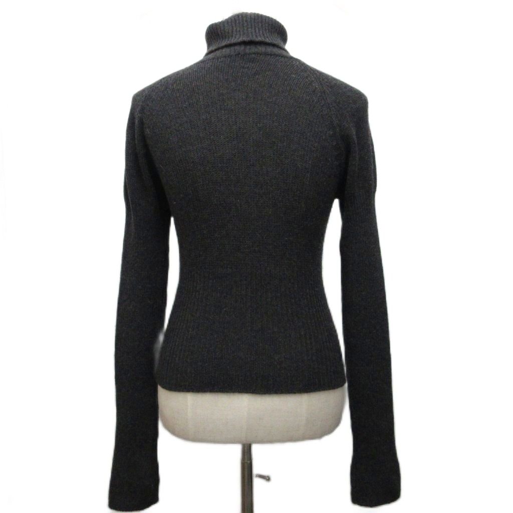 Prada Turtleneck Knit Sweater Long Sleeve High Neck 100% Cashmere 40 Dark Gray — view 2