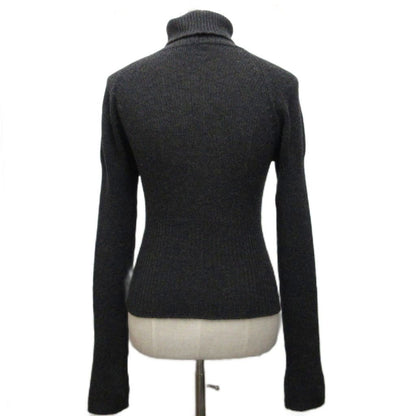 Prada Turtleneck Knit Sweater Long Sleeve High Neck 100% Cashmere 40 Dark Gray — view 2