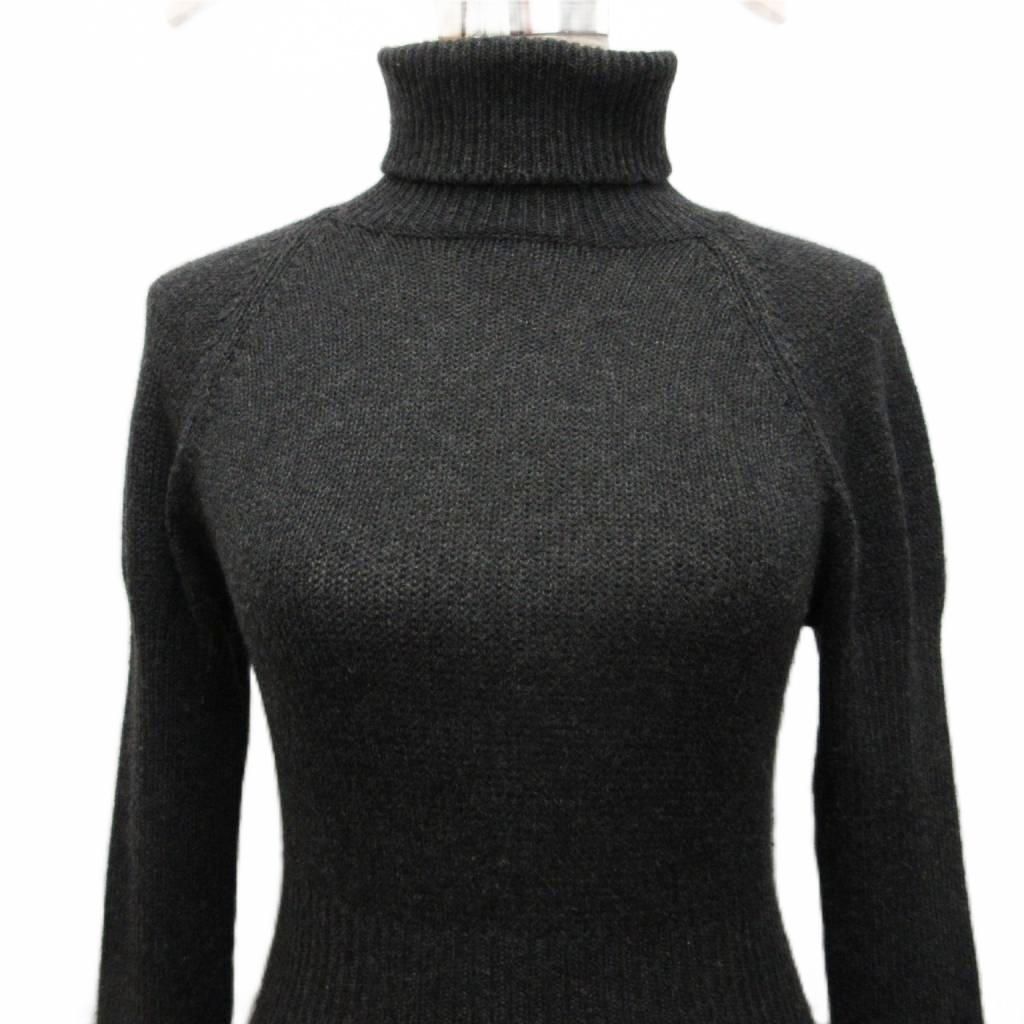 Prada Turtleneck Knit Sweater Long Sleeve High Neck 100% Cashmere 40 Dark Gray — view 4