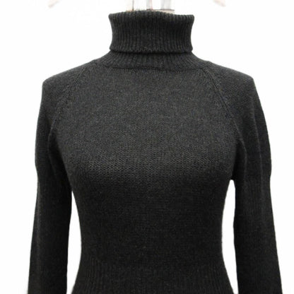 Prada Turtleneck Knit Sweater Long Sleeve High Neck 100% Cashmere 40 Dark Gray — view 4