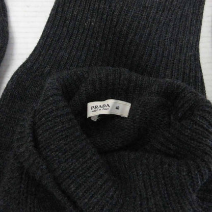 Prada Turtleneck Knit Sweater Long Sleeve High Neck 100% Cashmere 40 Dark Gray — view 5