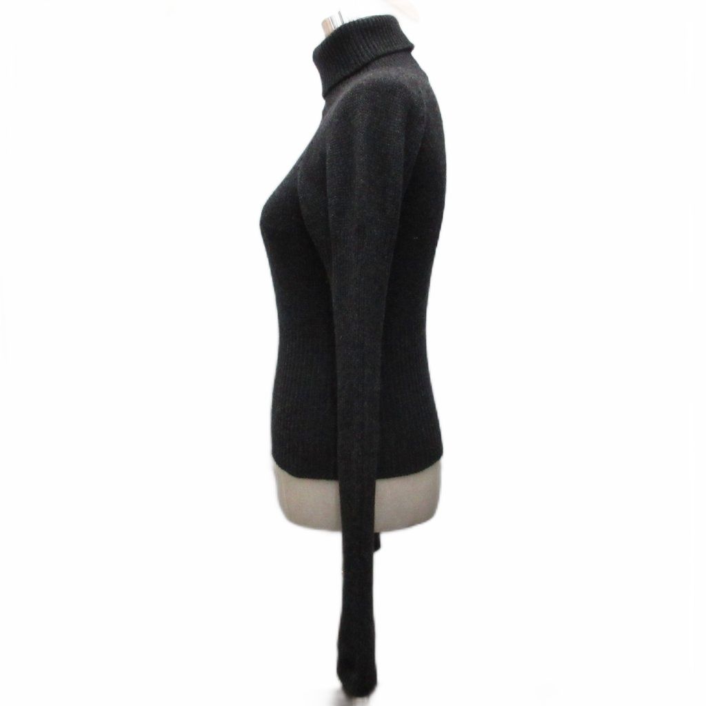 Prada Turtleneck Knit Sweater Long Sleeve High Neck 100% Cashmere 40 Dark Gray — view 3