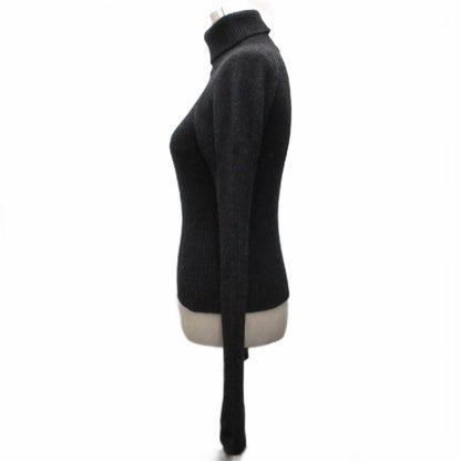 Prada Turtleneck Knit Sweater Long Sleeve High Neck 100% Cashmere 40 Dark Gray — view 3