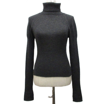Prada Turtleneck Knit Sweater Long Sleeve High Neck 100% Cashmere 40 Dark Gray